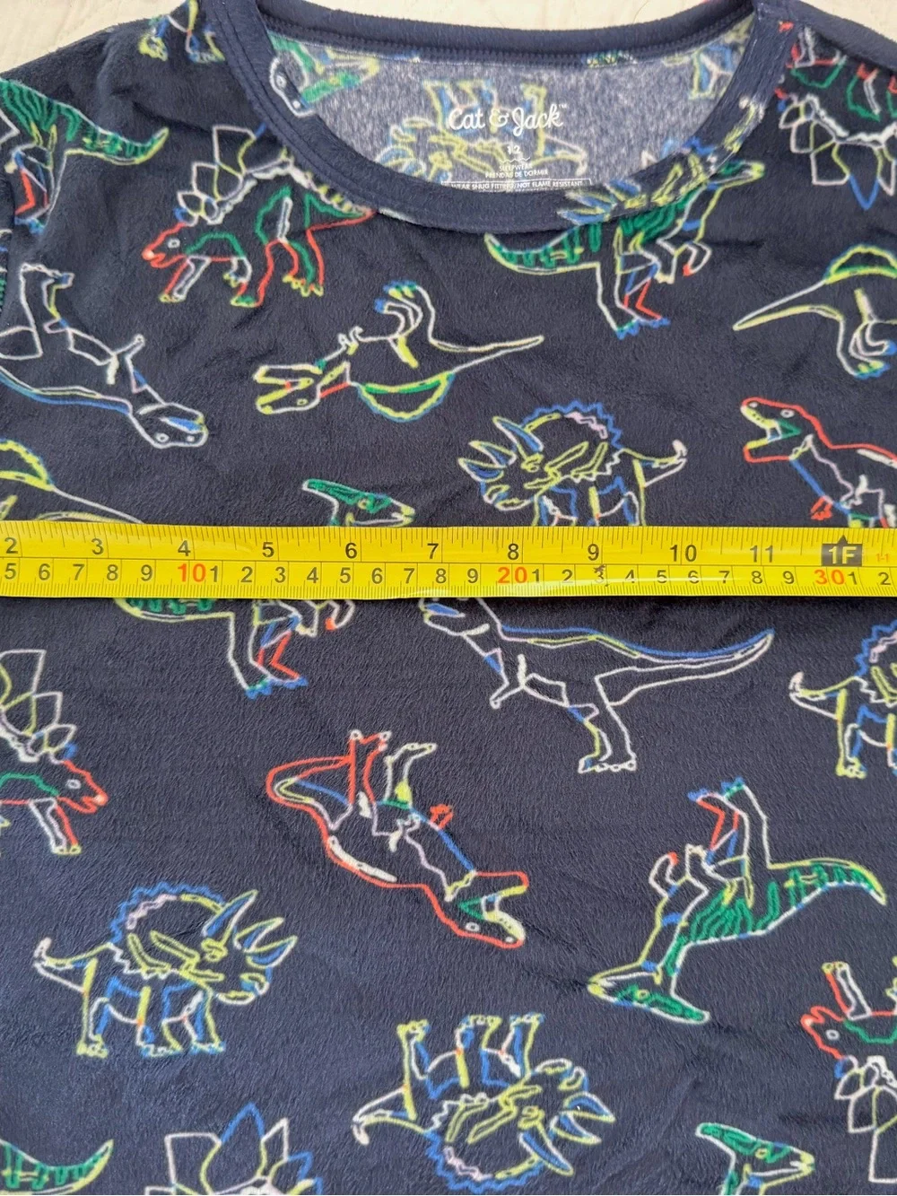 Like New! CAT & JACK Kids Soft Dino Print Long Sleeve Pajama Set in Navy - Sz 12